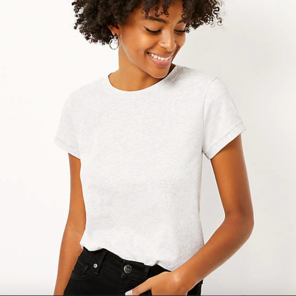 NEW NWT Loft Crew Tee Color: Raincloud Heather